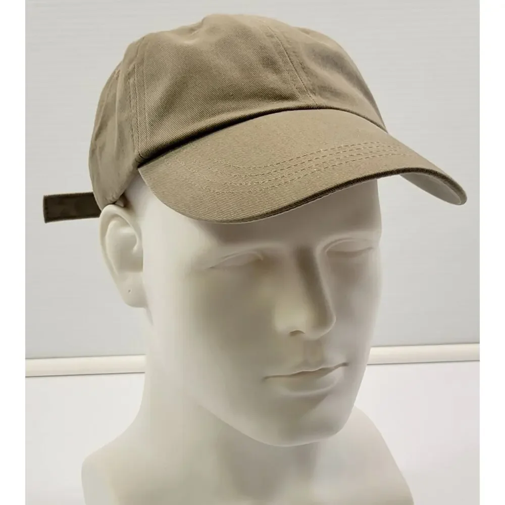 L) Anvil Strapback Dad Baseball Cap Hat Beige Tan 100% Cotton
